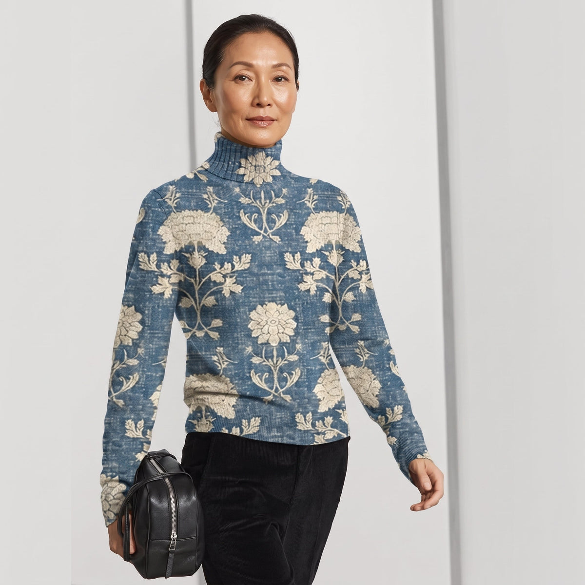 Suéter Floral Cuello Alto