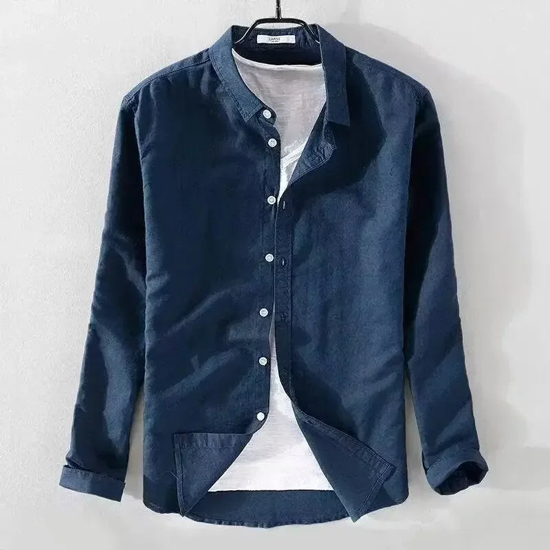 Sergio™ - Camisa azul marino premium con estilo elegante y moderno