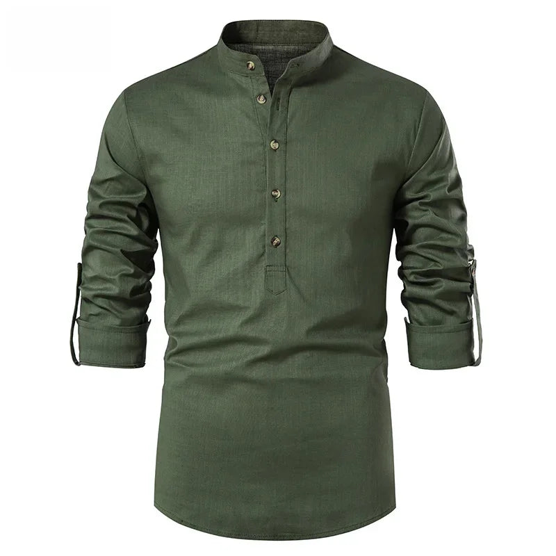 Cristóbal™ - Camisa marrón ajustada con acabado premium