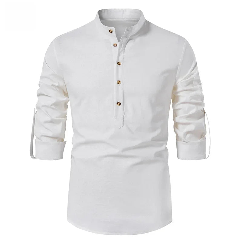 Cristóbal™ - Camisa marrón ajustada con acabado premium
