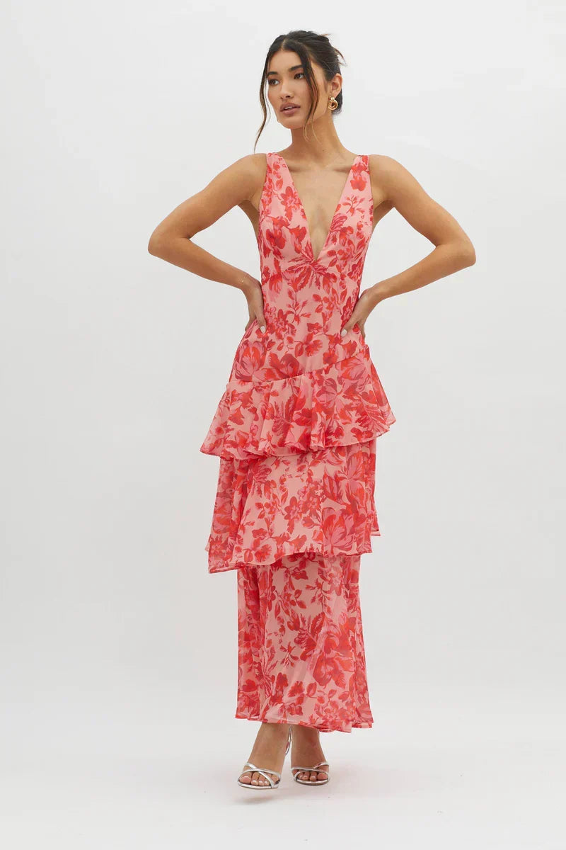 Vestido Lia™ | Maxi Floral con Volantes - Best Seller