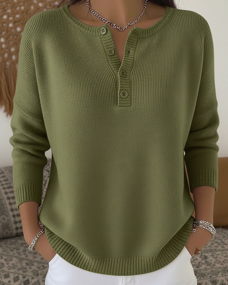 Helena | Suéter de punto con botones Henley