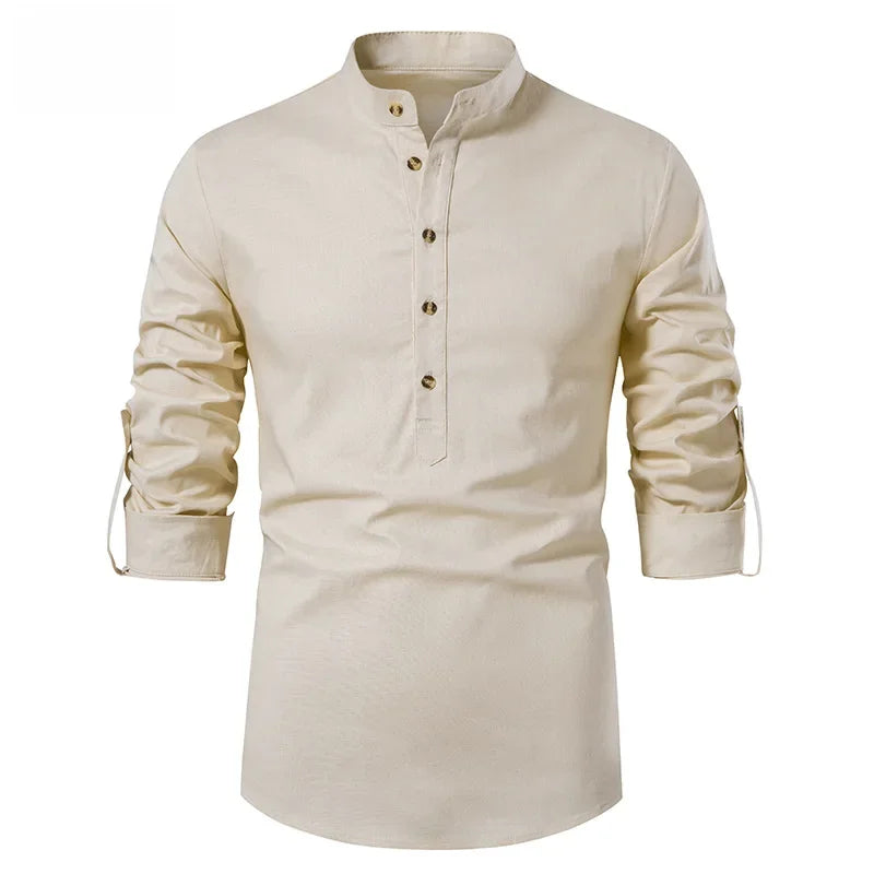 Cristóbal™ - Camisa marrón ajustada con acabado premium