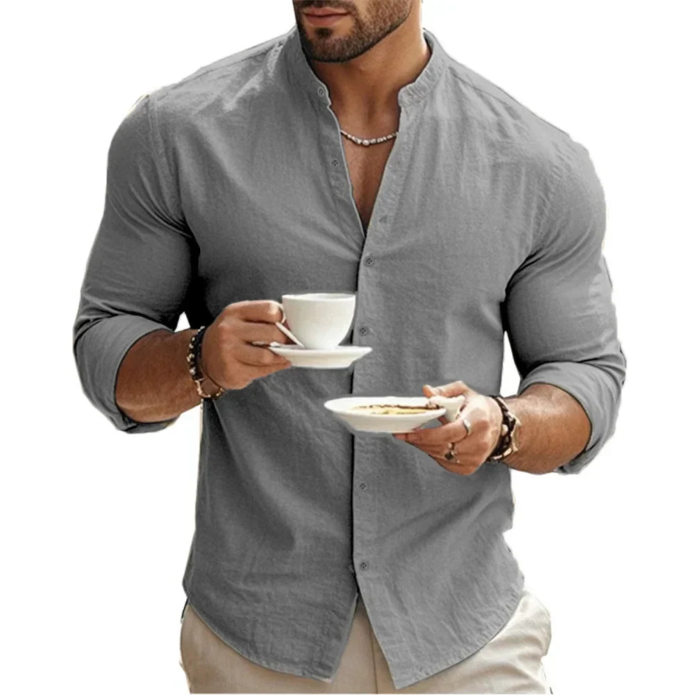 Gerardo™ - Camisa celeste con diseño limpio y exclusivo