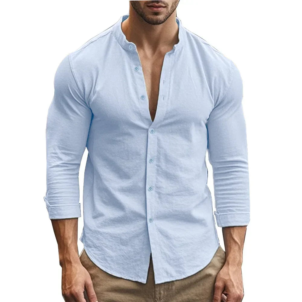 Gerardo™ - Camisa celeste con diseño limpio y exclusivo