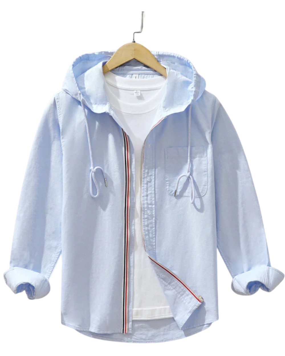 Luis™ - Chaqueta ligera celeste premium con capucha moderna