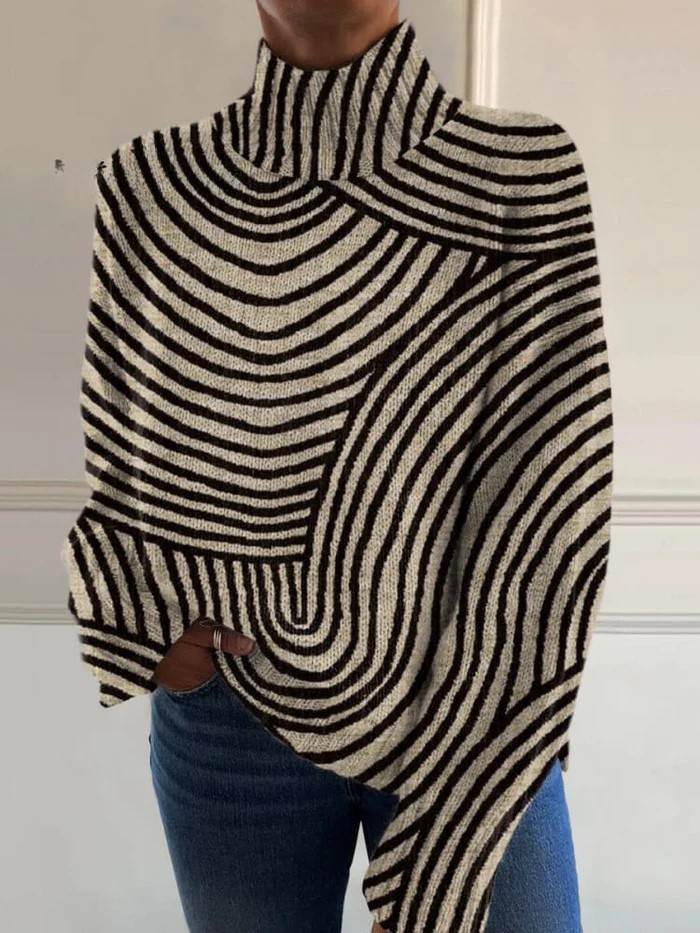Silvia | Suéter de cuello alto con diseño de trazos