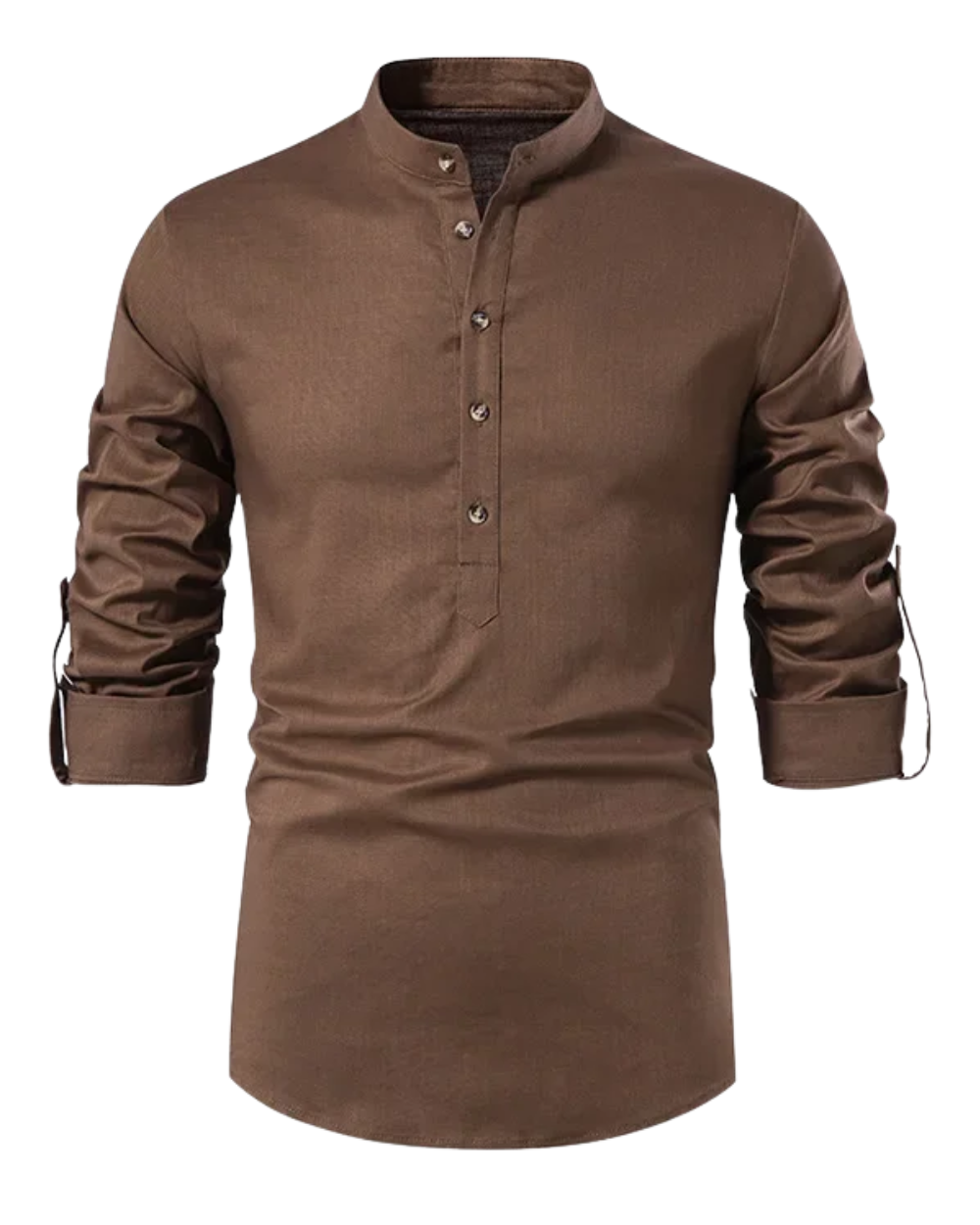 Cristóbal™ - Camisa marrón ajustada con acabado premium