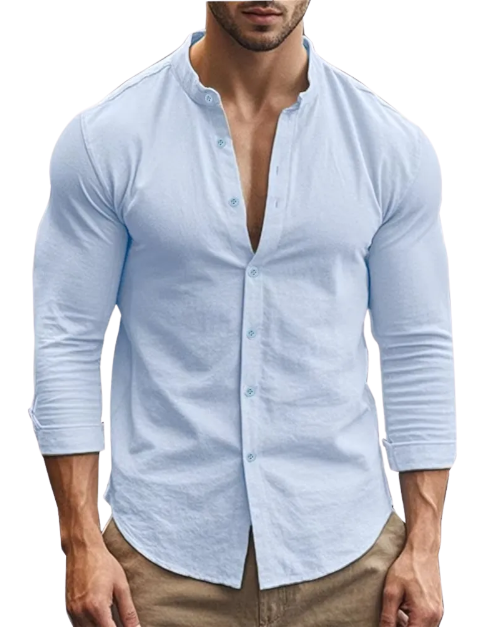 Gerardo™ - Camisa celeste con diseño limpio y exclusivo