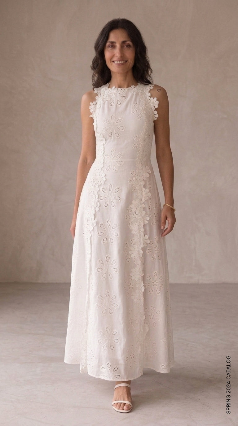Della | Elegante Maxi Vestido Bordado