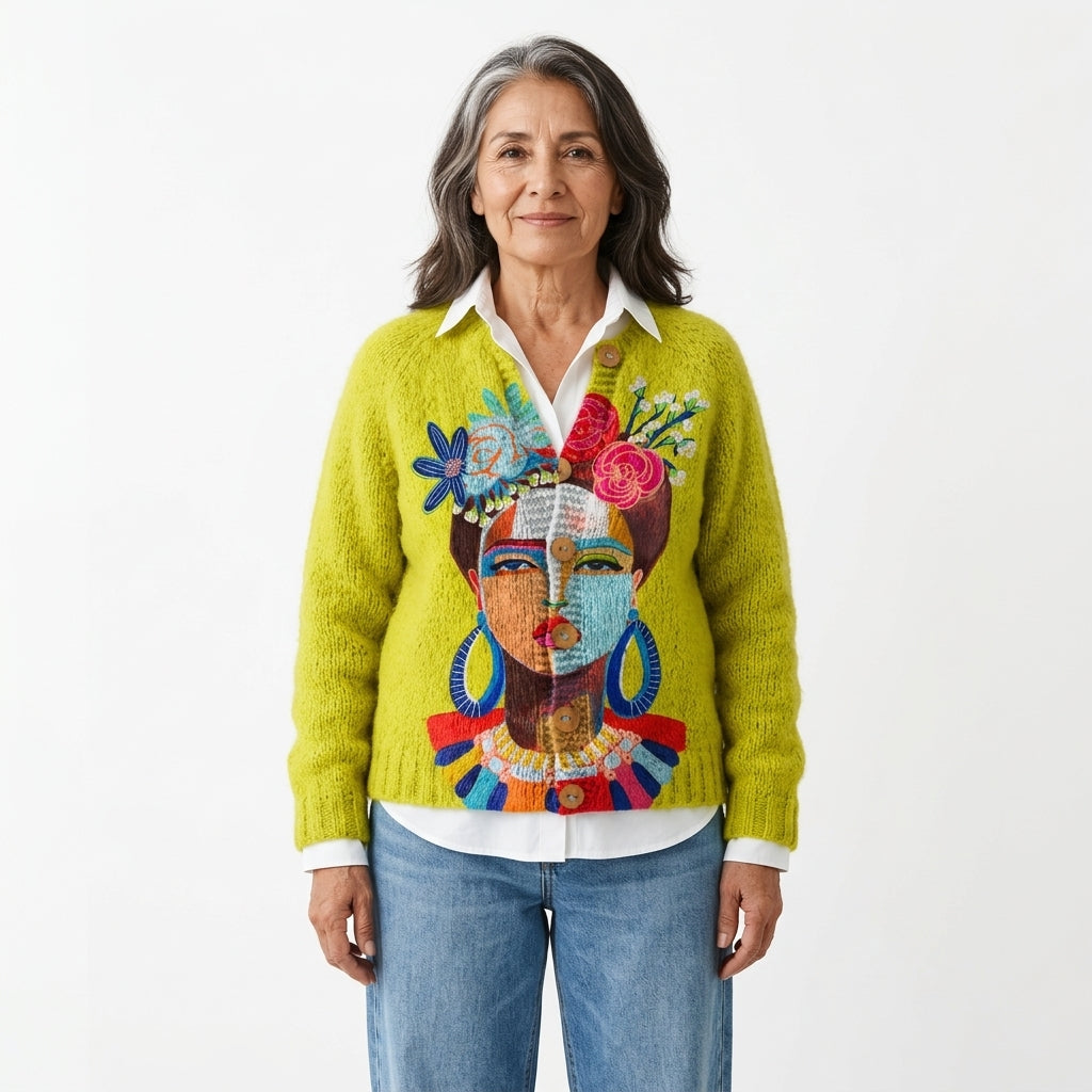 Freda | Cárdigan con Retrato Estilo Óleo