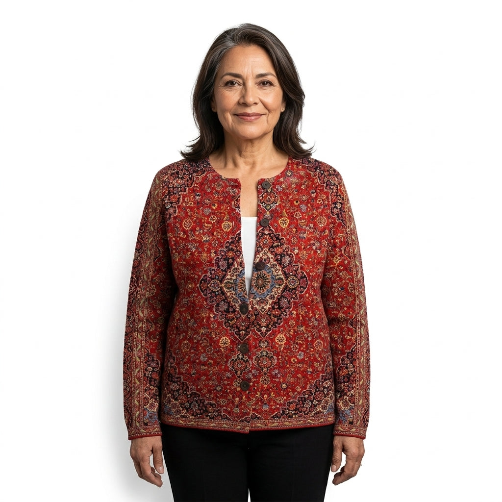 Vera | Cárdigan de Punto con Estampado Artístico