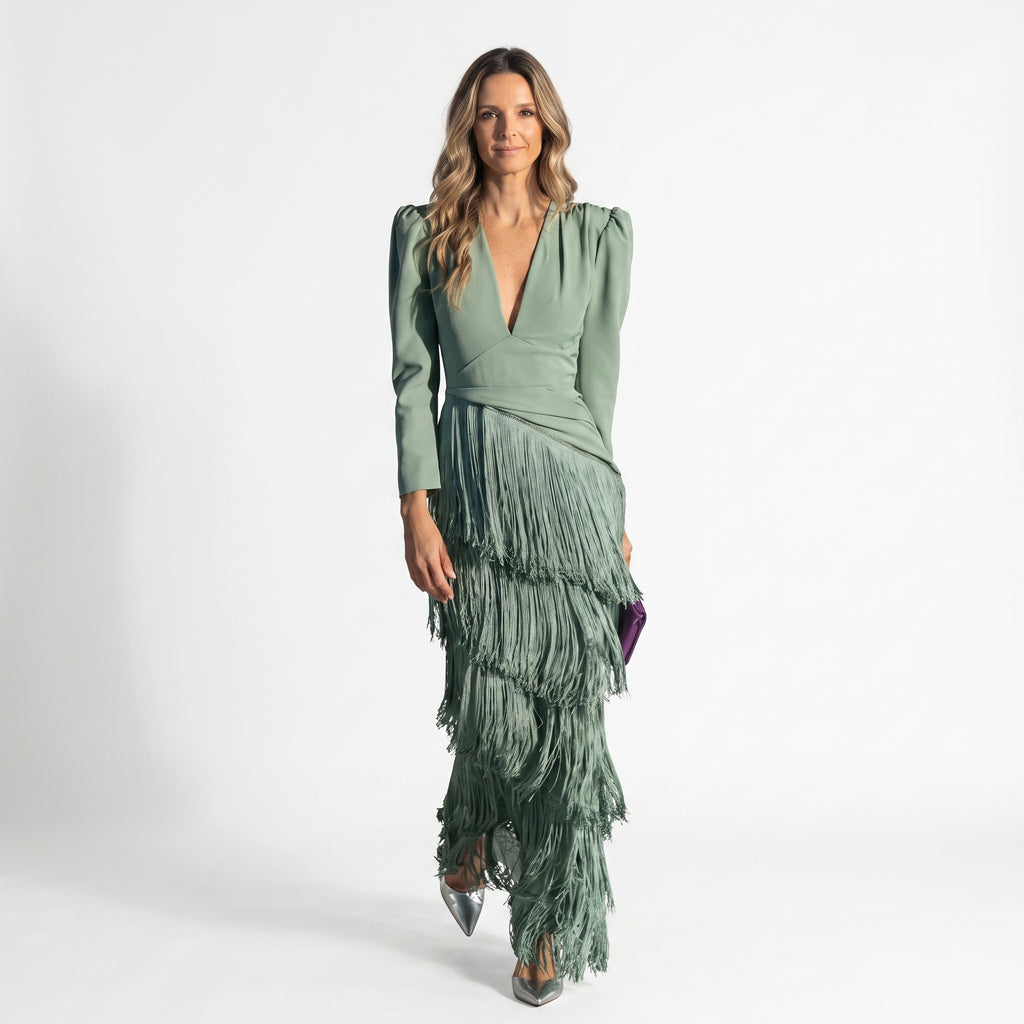 Chiara | Vestido Elegante con Mangas de Flecos
