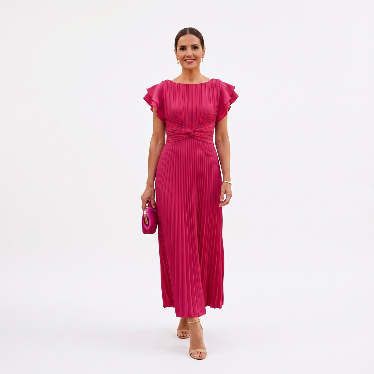 Seraphina | Elegante Maxi Vestido Plisado con Cintura Anudada