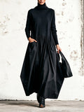 Olivia | Vestido Largo Oversize de Cuello Alto con Bolsas