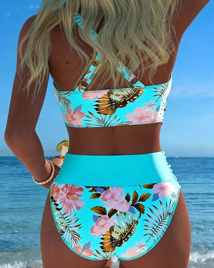 Angelina | Bikini floral reductor en contraste