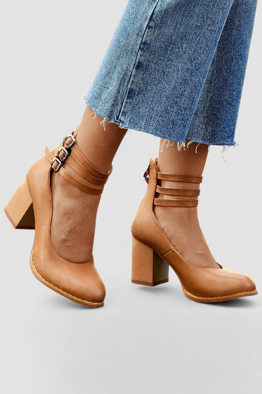 Blanca™ - Sandalias lisas con tira al tobillo y suela gruesa