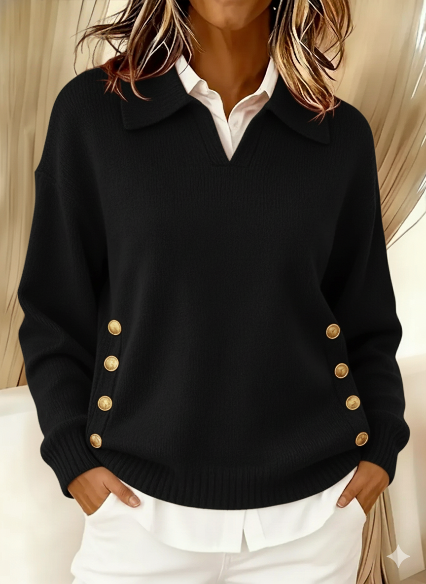 Erminia | Suéter con Cuello Polo y Botones