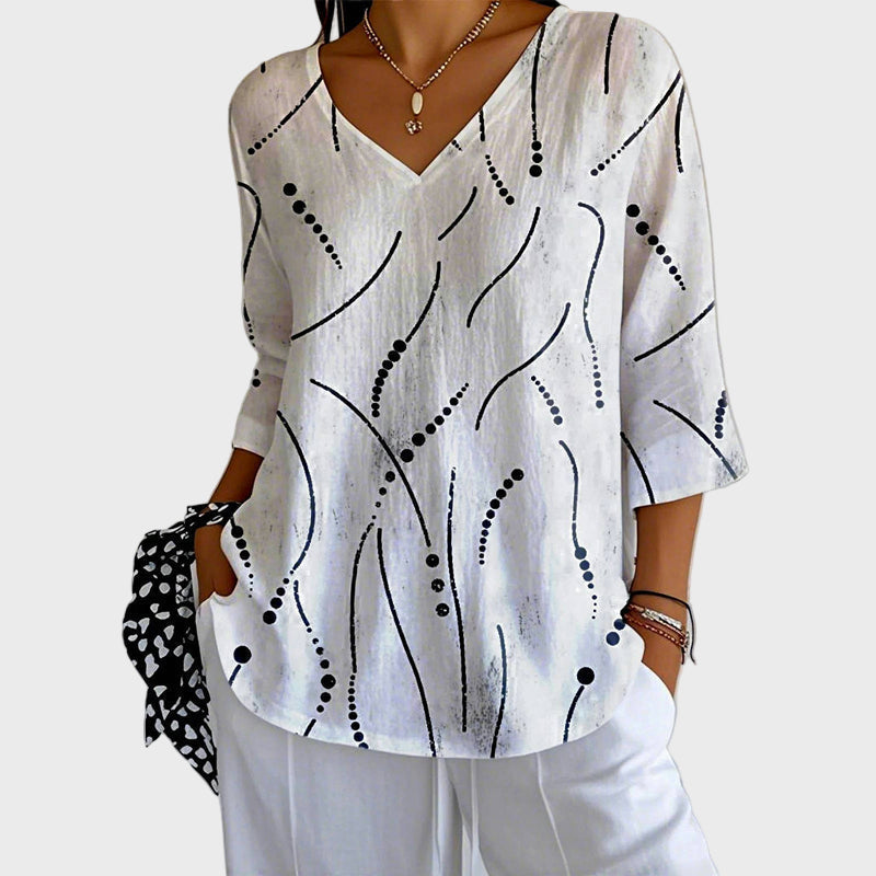 Begoña - Blusa Clásica con líneas negras