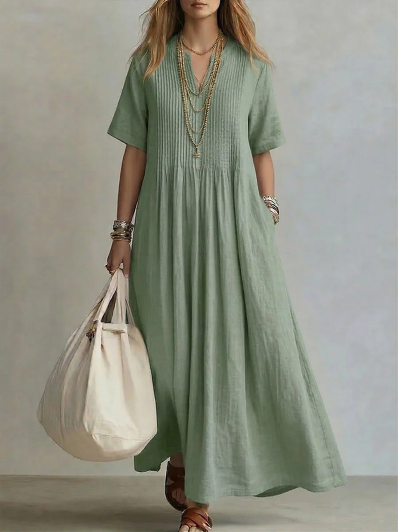 Naroa | Vestido largo fluido con pliegues