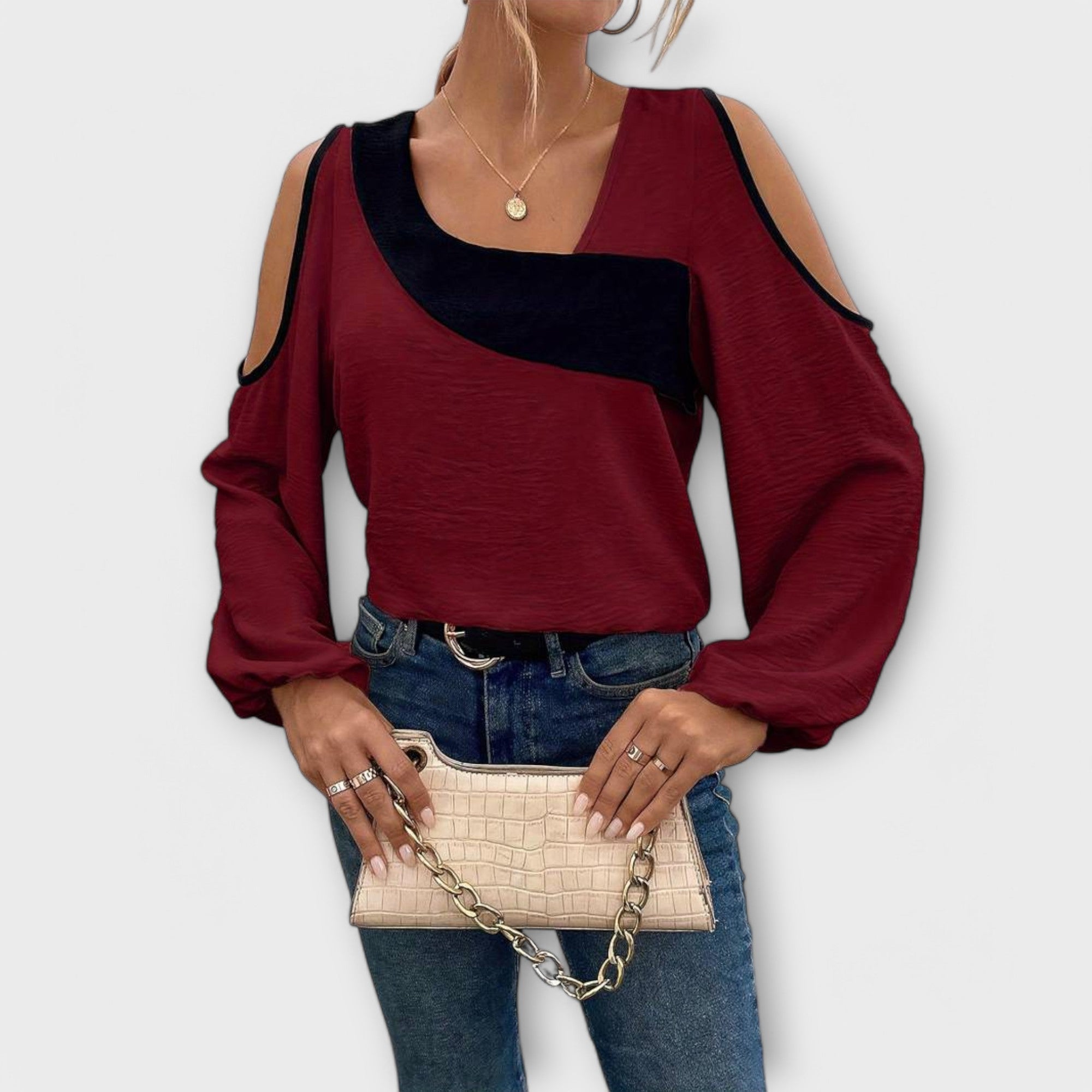 Scarlet - Blusa con escote cuadrado