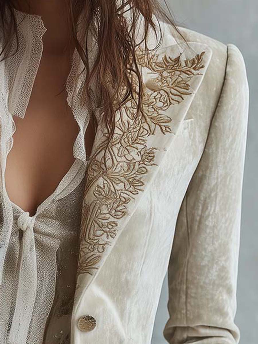 Aurora | Blazer sastre marfil bordado