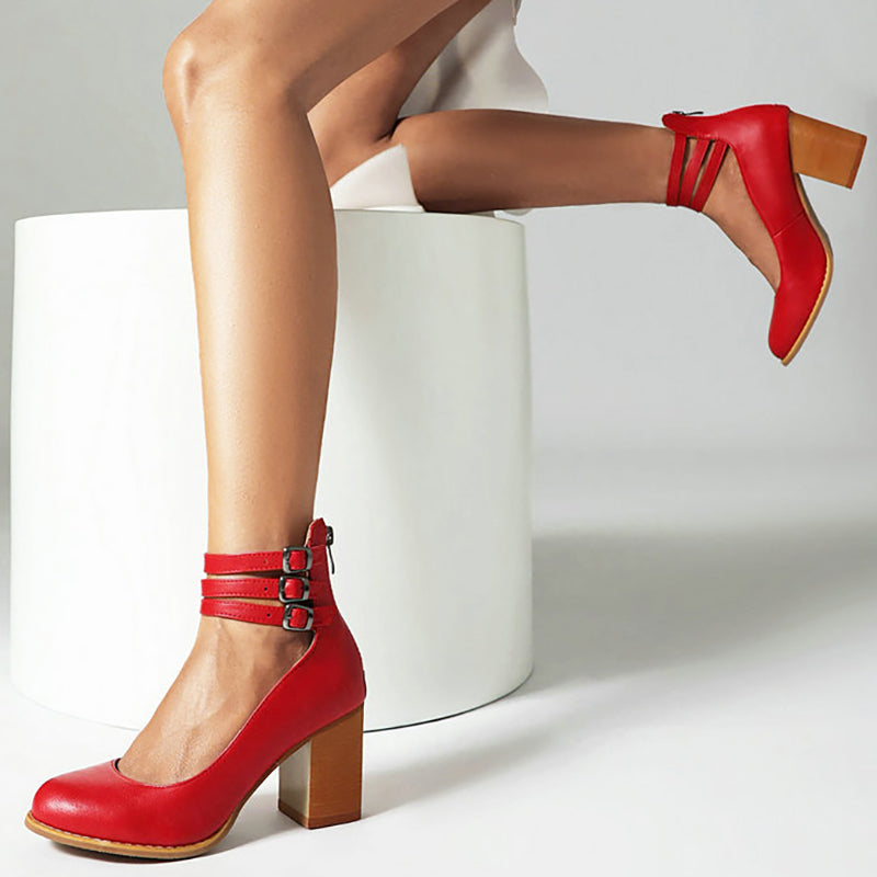 Blanca™ - Sandalias lisas con tira al tobillo y suela gruesa