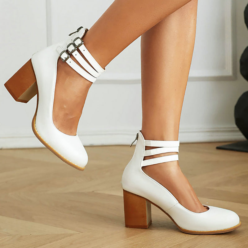 Blanca™ - Sandalias lisas con tira al tobillo y suela gruesa
