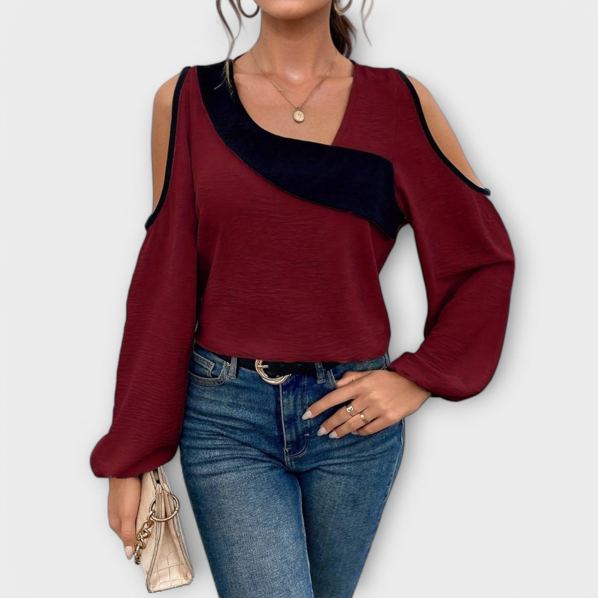 Scarlet - Blusa con escote cuadrado