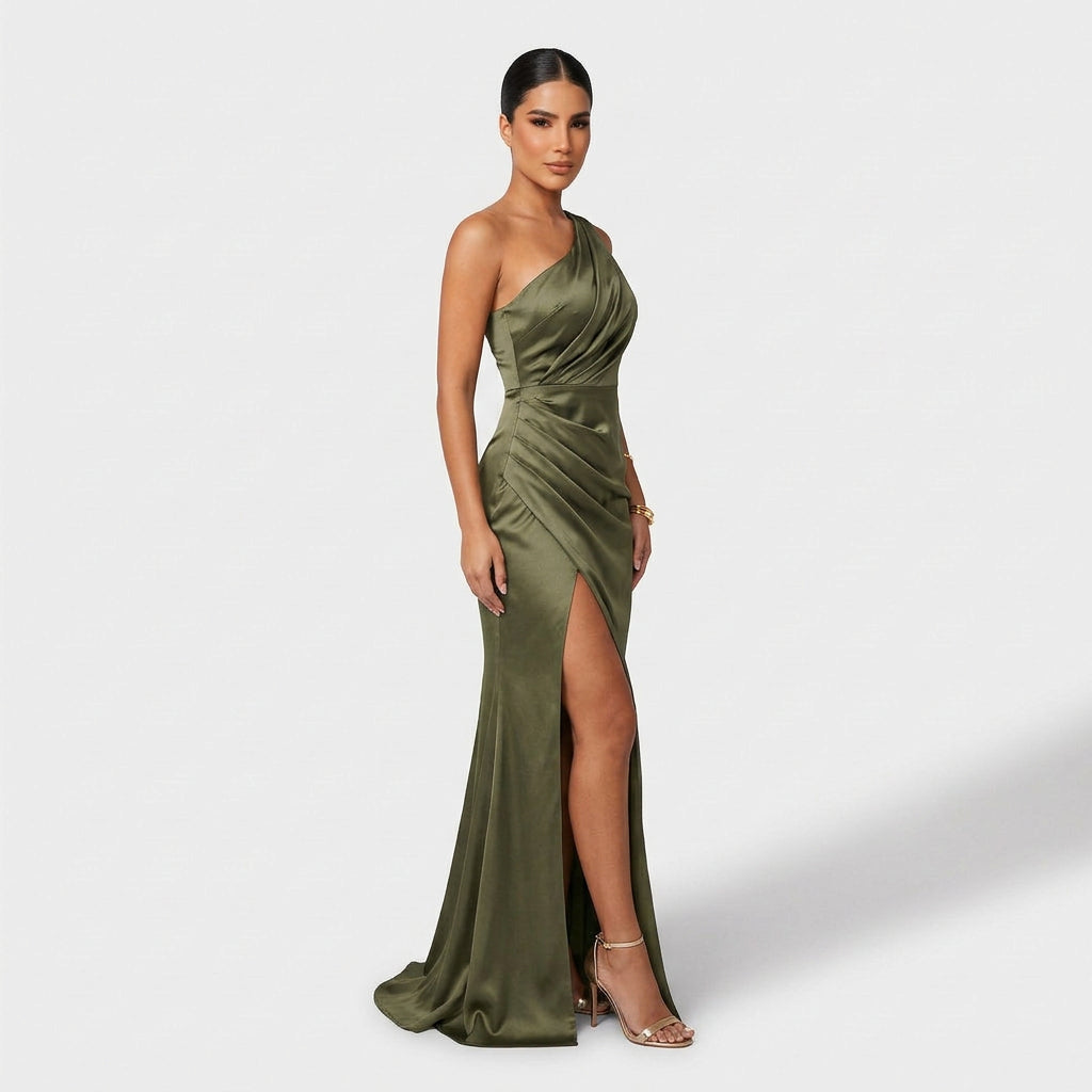 Vestido Carla™ | Maxi Elegante Verde Oliva y Negro