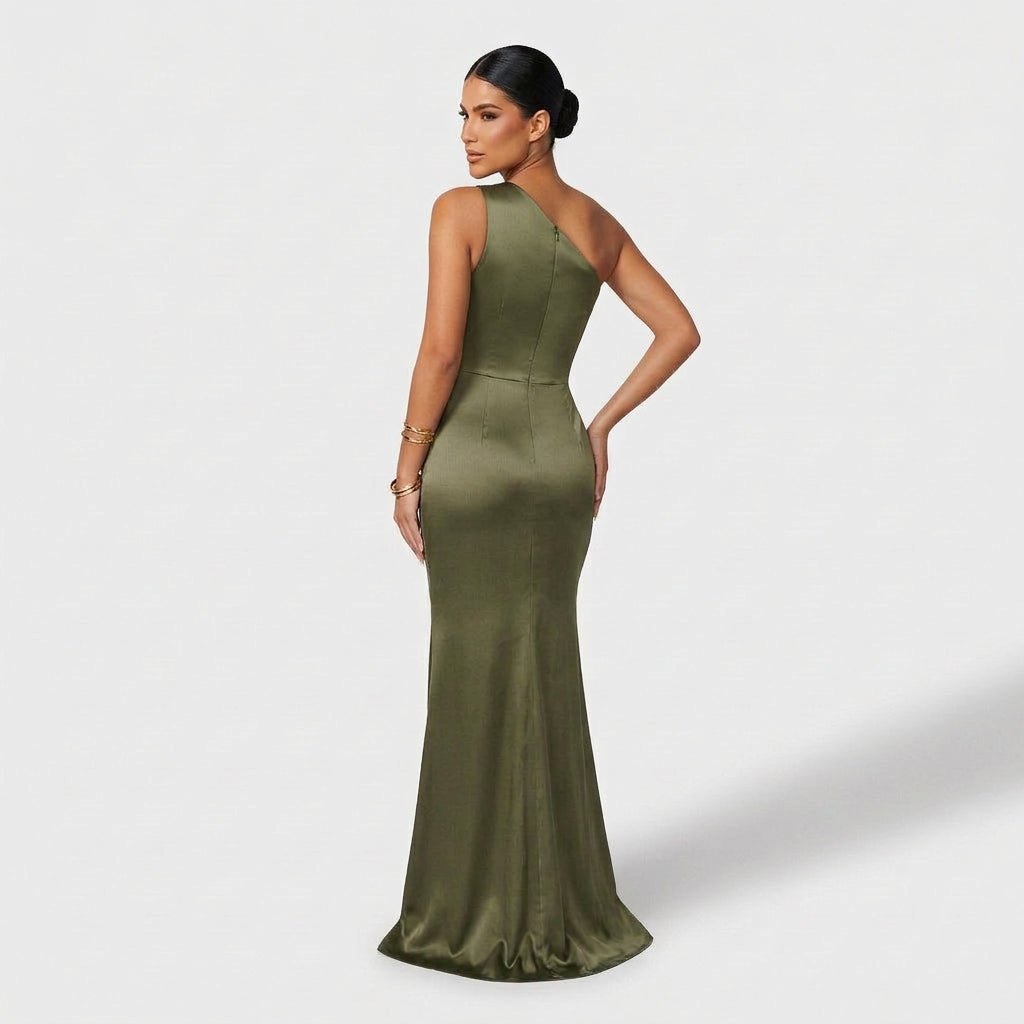 Vestido Carla™ | Maxi Elegante Verde Oliva y Negro