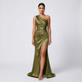 Vestido Tania™ | Maxi Atemporal Verde Oliva y Negro