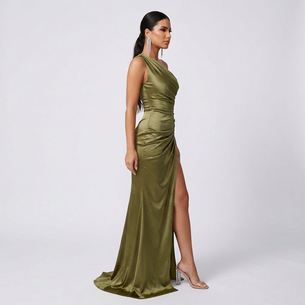 Vestido Tania™ | Maxi Atemporal Verde Oliva y Negro