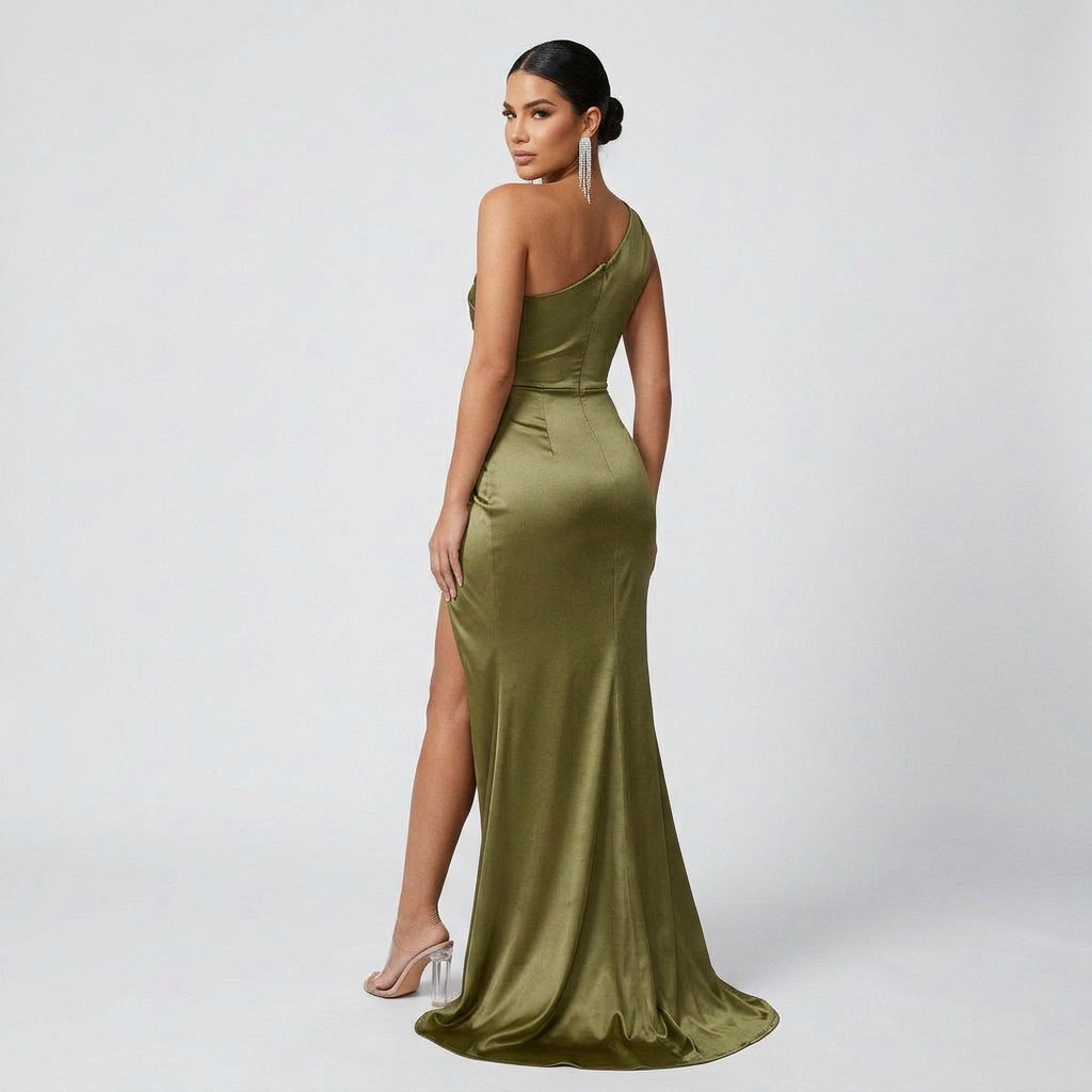 Vestido Tania™ | Maxi Atemporal Verde Oliva y Negro