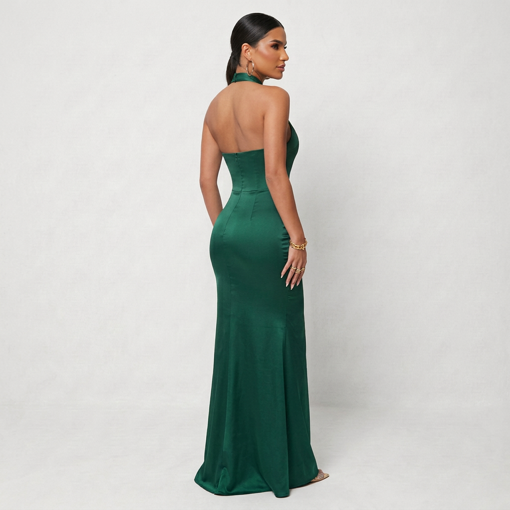 Vestido Liana™ | Maxi Fluido Elegante Verde y Negro