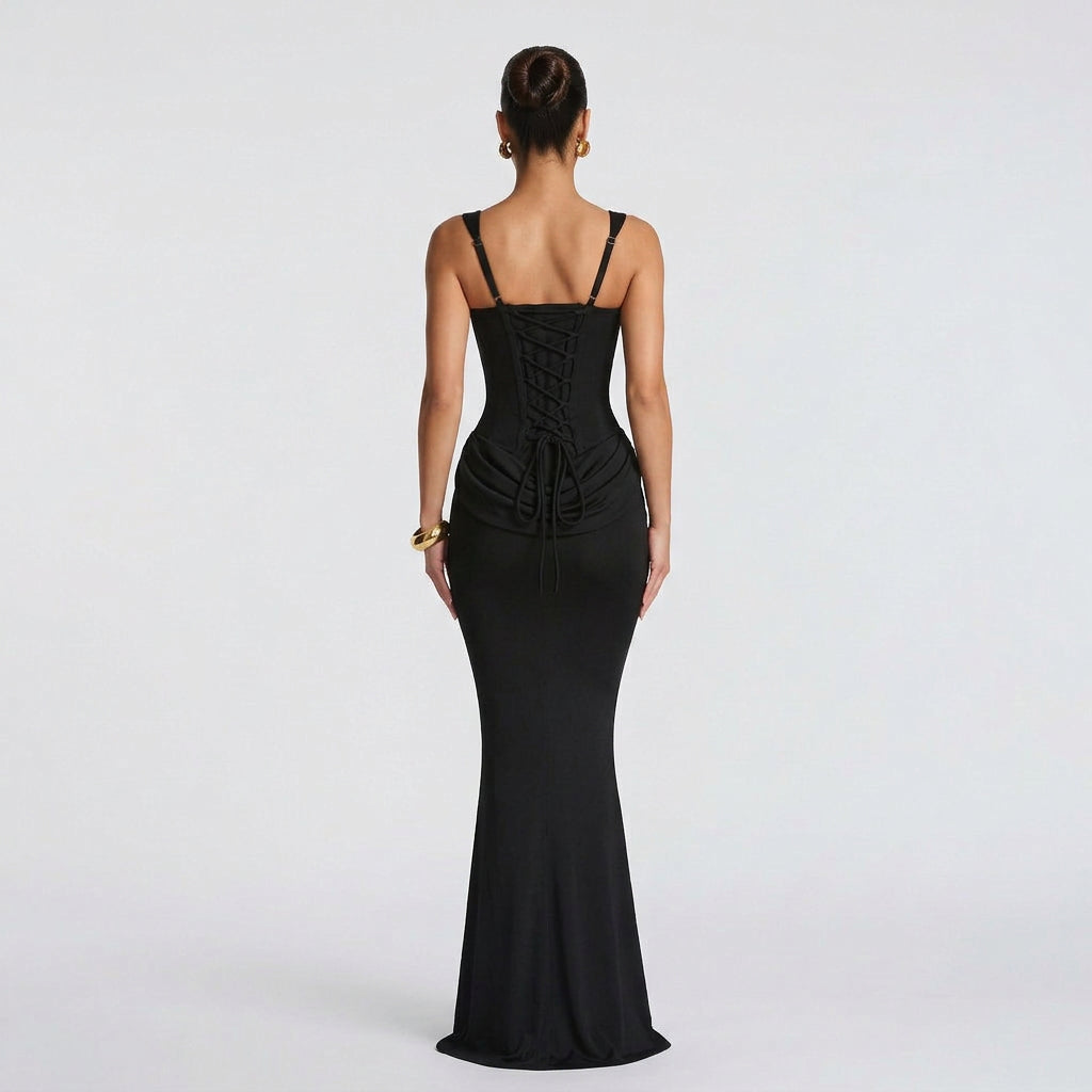 Vestido Ariadna™ | Maxi Elegante Negro y Blanco
