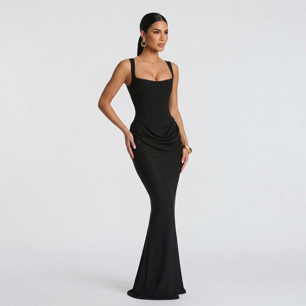 Vestido Ariadna™ | Maxi Elegante Negro y Blanco