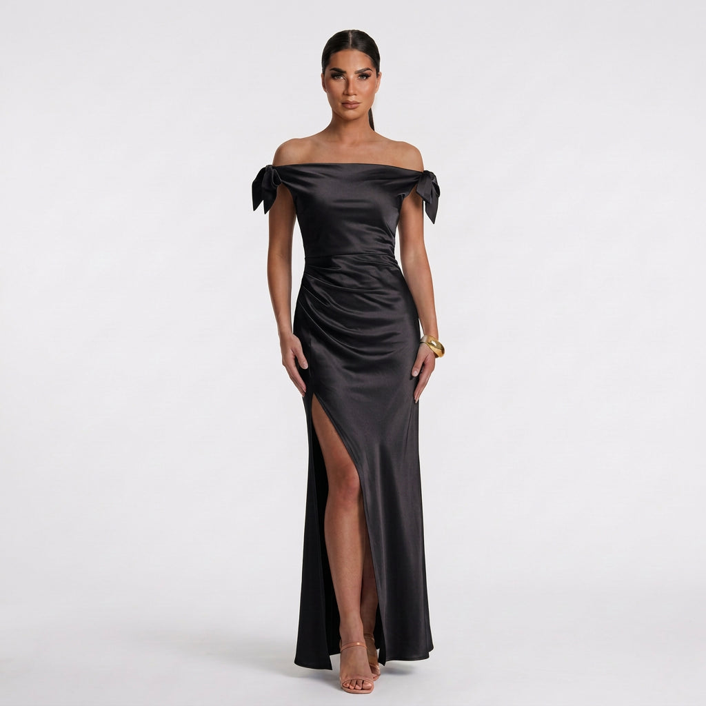 Vestido Teresa™ | Maxi Elegante Verde Oliva y Negro