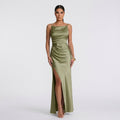 Vestido Mariana™ | Maxi Atemporal Verde Oliva y Negro