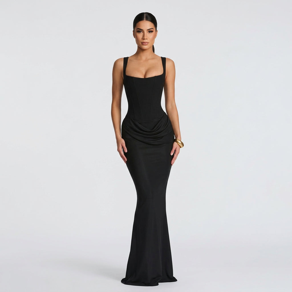 Vestido Ariadna™ | Maxi Elegante Negro y Blanco