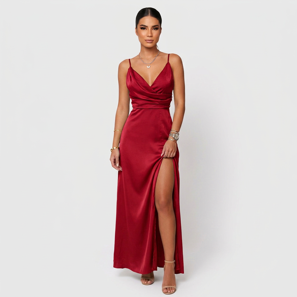 Vestido Lara™ | Maxi Elegante Verde Agua y Crema