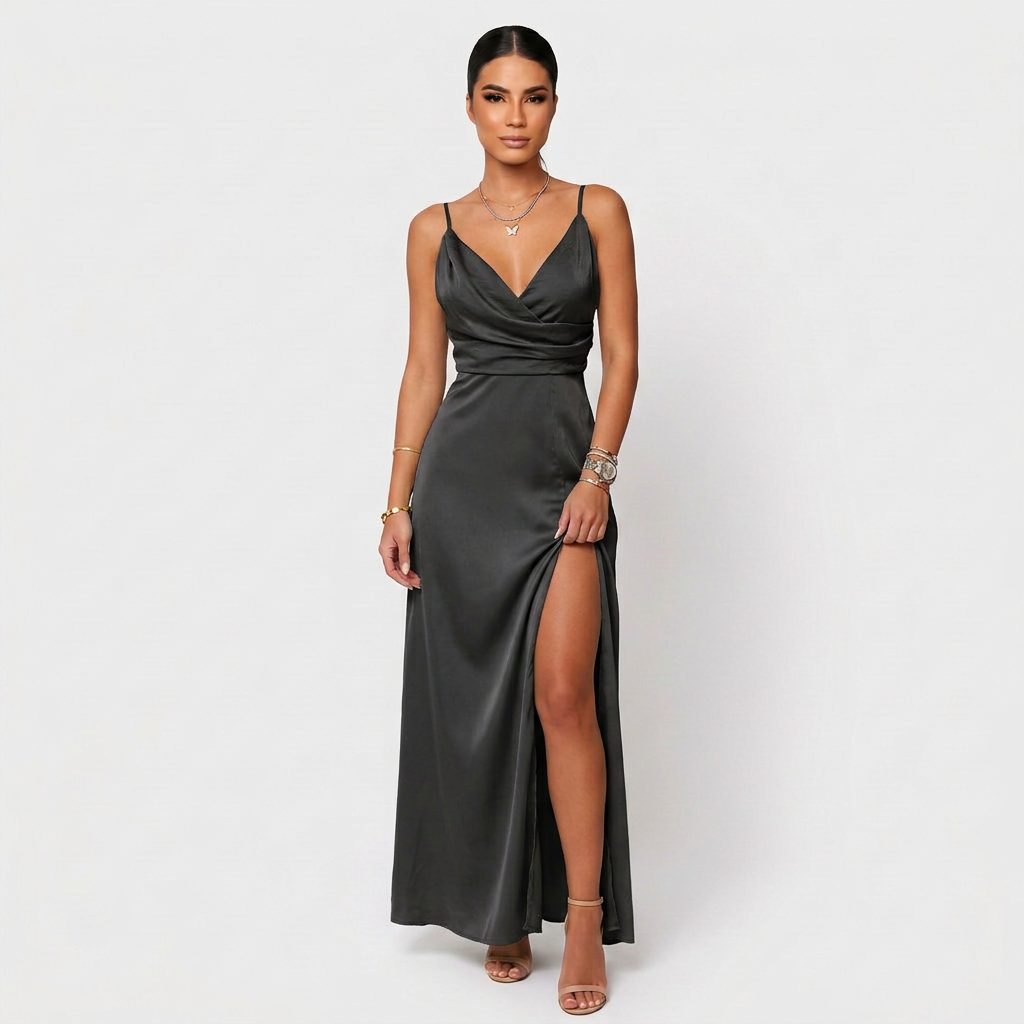 Vestido Lara™ | Maxi Elegante Verde Agua y Crema