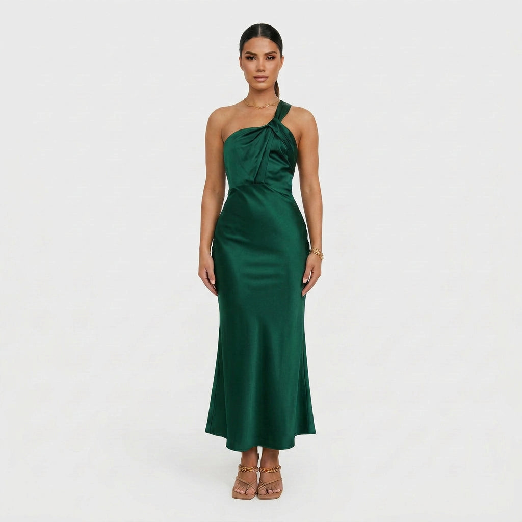 Vestido Lidia™ | Maxi Atemporal Verde y Negro