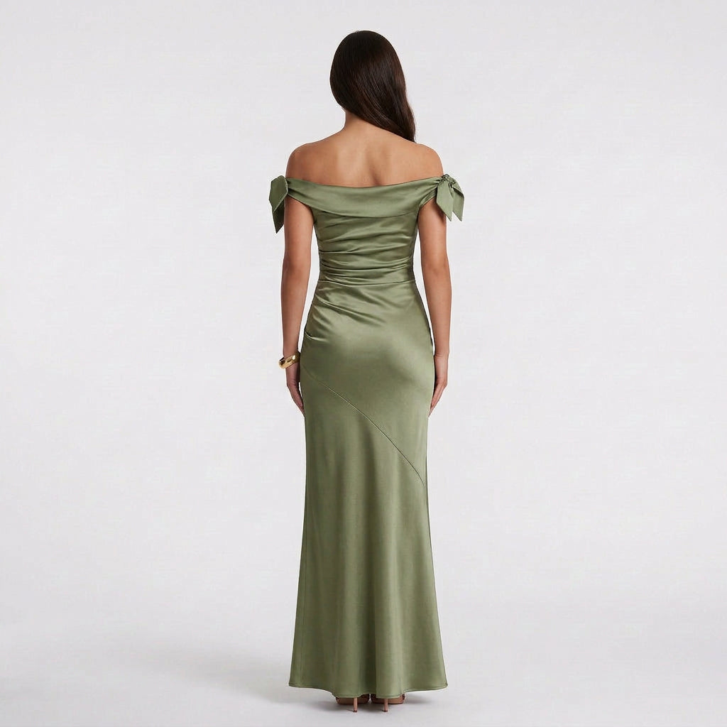 Vestido Teresa™ | Maxi Elegante Verde Oliva y Negro