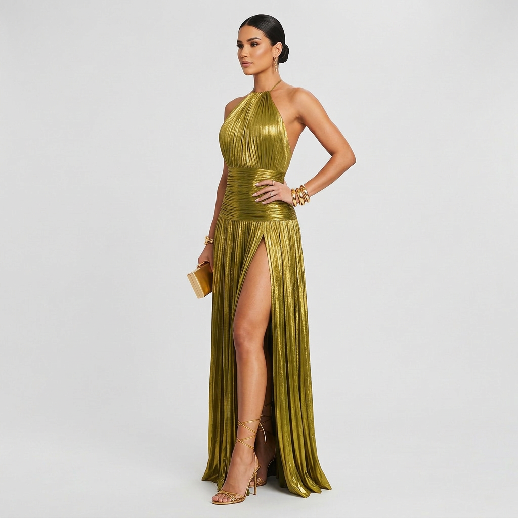 Vestido Leyre™ | Maxi Elegante Dorado Oliva