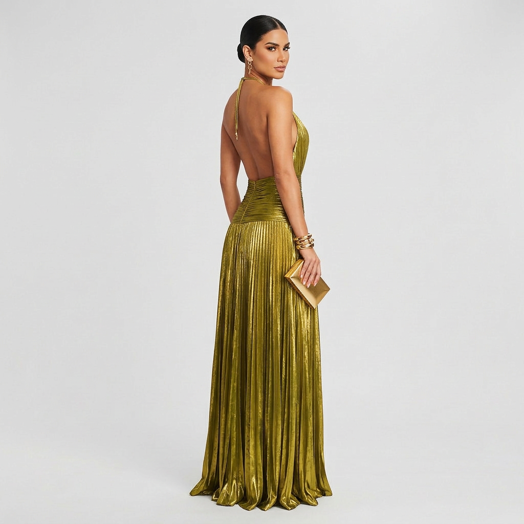 Vestido Leyre™ | Maxi Elegante Dorado Oliva