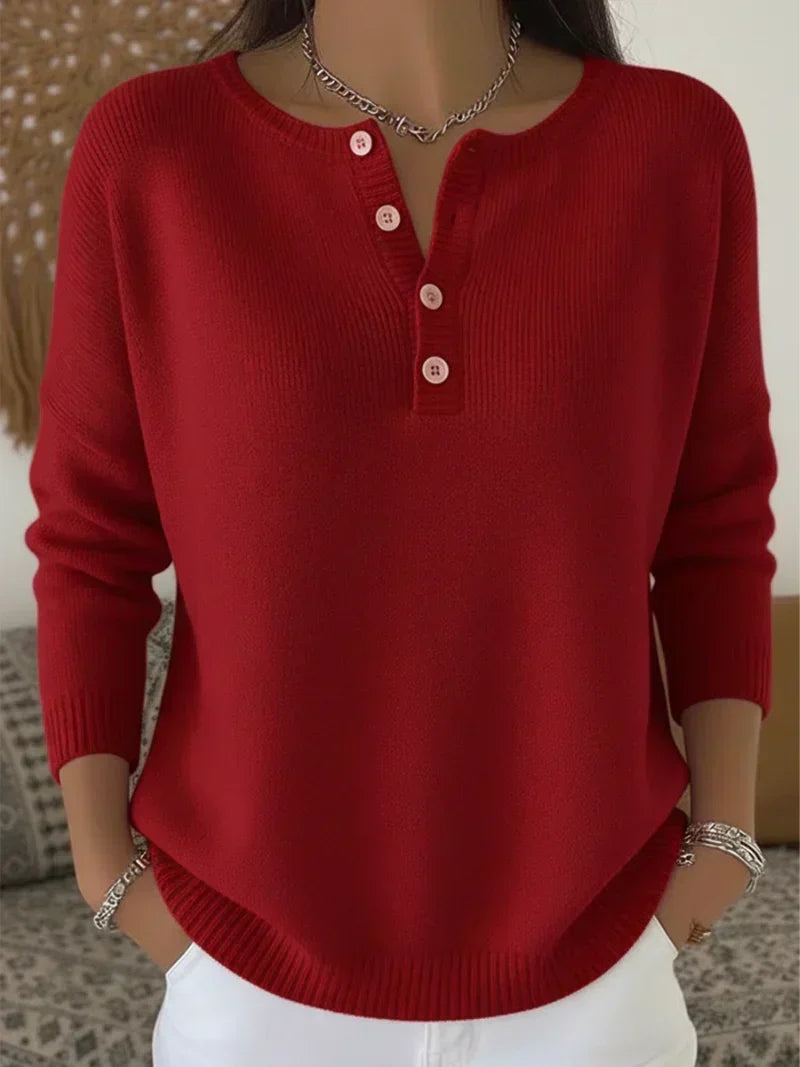 Helena | Suéter de punto con botones Henley