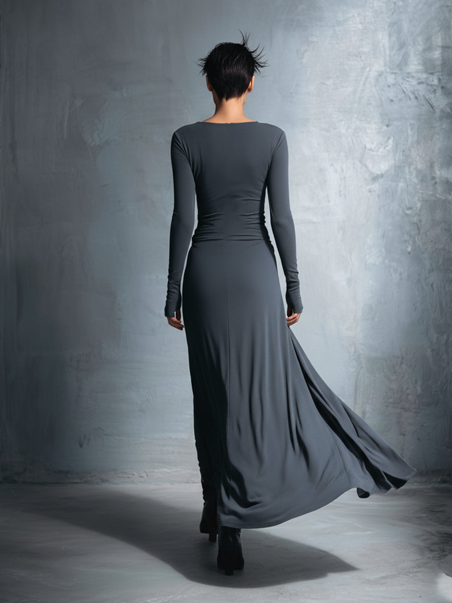 Maia | Vestido Largo Fluido con Drapeado en la Cintura