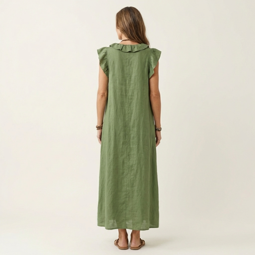 Marina | Vestido largo de lino con cuello en V