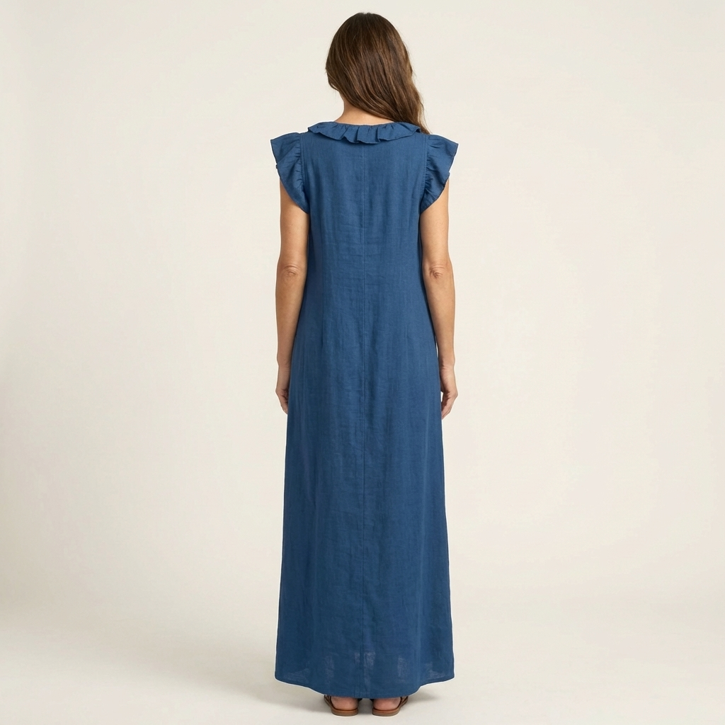 Marina | Vestido largo de lino con cuello en V